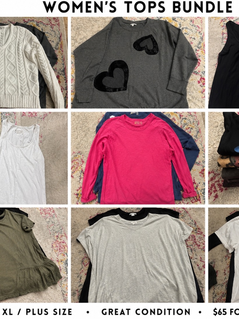 Women’s Mixed Tops Bundle | Cozy Sweaters, Basics & Loungewear XL Plus Size Lot